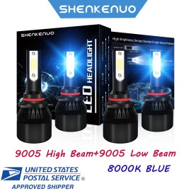 SHENKENUO For Kia Optima 2016-2019 4X 8000K Blue LED Headlight Bulb Hi/Lo Beam Upgrade Kit