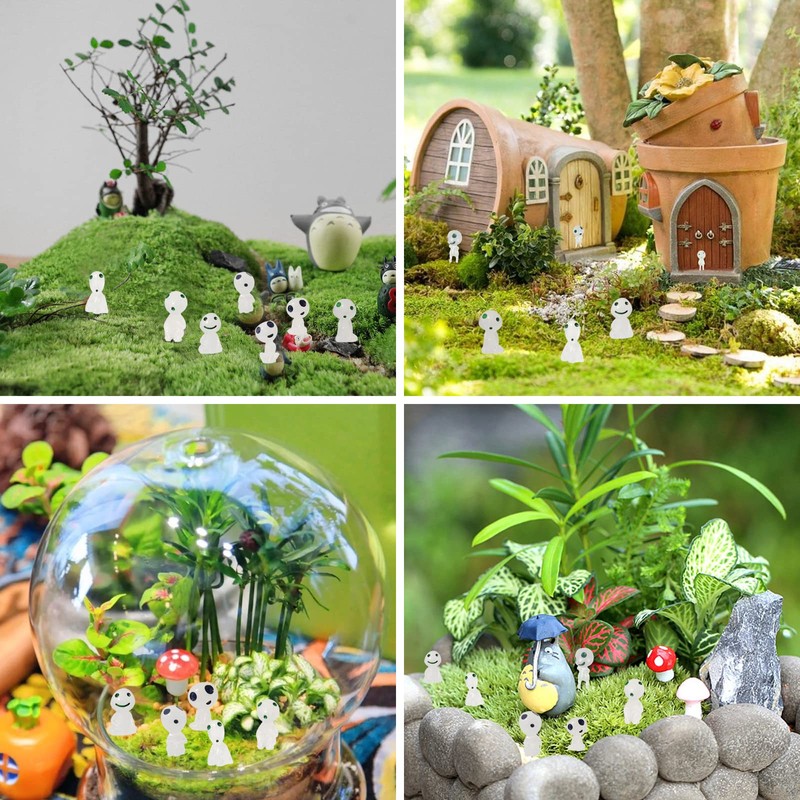 DERAYEE 10pcs Resin Luminous Wooden Elf Figurine Luminous Miniature Decoration