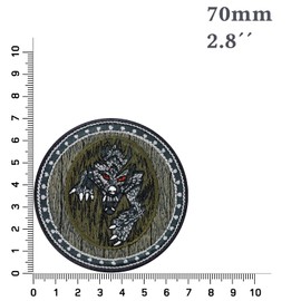 Sew-on Warrior Shield with Wolf Heraldic Sign Iron-On Wolf Warrior Badge Viking Vikings Patch Evil Wolf Iron-On Appliqué to Iron-On / Sew On | 70 x 70 mm