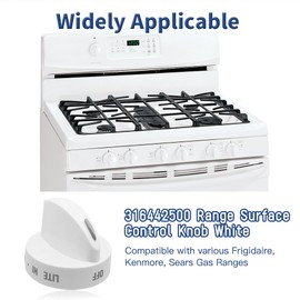 Upgraded 4Pcs 316442500 Range Surface Control Knob White, Burner Knob Fit for Frigidaire, Kenmore, Sears Gas Ranges - Replaces 1197115, AP3960207, PS1528151
