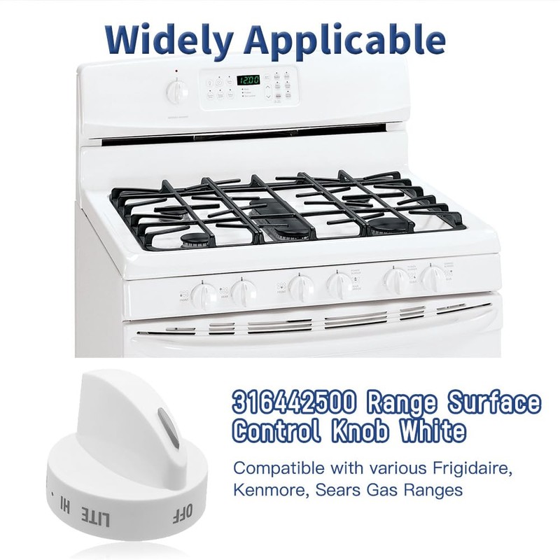 Upgraded 4Pcs 316442500 Range Surface Control Knob White, Burner Knob