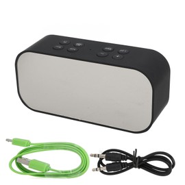 2 in 1Wireless Speaker Alarm Clock Mega Bass Noise Reduction Adjustable Brightness Portable Speaker for Home Office Black