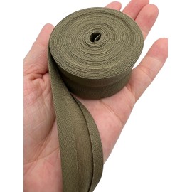 PEPPERLONELY 5 Yards 25mm (1 Inch) 100% Cotton Single Fold Bias Type Bias Binding for Sewing and Hemming Ribbon - Army Green