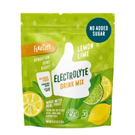 FlavCity Lemon Lime Electrolytes Powder Packets - 28 Hydration Packets - No Added Sugar - Hydration Powder with Real Fruit & Unrefined Sea Salt - Keto & Gluten-Free (28 Stick Packs)
