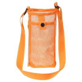 PATIKIL 22mmx13mm Water Bottle Bag, Mesh Portable Bottle Holder Carrier Adjustable Shoulder Strap for Sports Hiking Camping, Orange