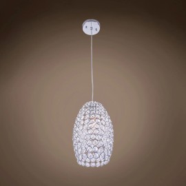 Joshua Marshal Limited Edition 1 Light 7in Round Crystal Mini Pendant Light in Chrome Finish