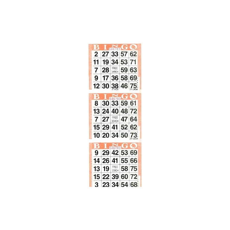 Sideline Hobby 3 Vertical Orange Bingo Paper Sheets (500 Sheets)