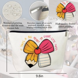CLHHM Teacher Appreciation Makeup Bag, Heartfelt Cosmetic Pouch for Women Educators, It Takes A Big Heart To Shape Little Minds Cute Teacher Gift for Birthdays, Teacher’s Day, Christmas