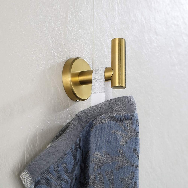 JQK Bathroom Towel Hook Brushed Gold, Brass Coat Robe Clothes