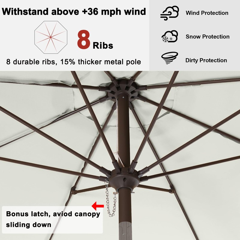 ABCCANOPY 9ft Scalloped Patio Umbrella, Outdoor Table Umbrella with Tilt