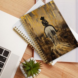 CUANFDDSF Vintage Western Cowgirl Notebook, Western Office Supplies, Cowgirl Gifts for Women Journal Notebooks, Blonde Woman Hardcover Spiral Notebook 5.5x8.3 Inch