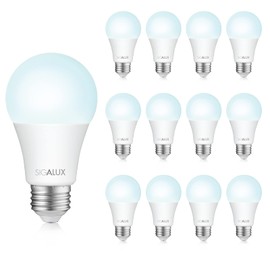 Sigalux A19 LED Light Bulbs 100 Watt Equivalent, Daylight 5000K Standard Light Bulbs,Non-Dimmable 13W Energy Efficient White Light Bulbs with E26 Medium Base,1500LM,UL Listed,12 Packs