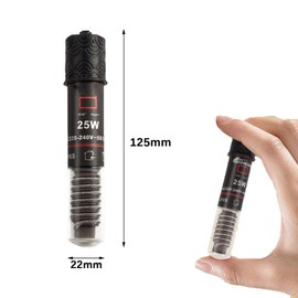 GERUI 25 W Mini Aquarium Heating Rod, Thermostat Aquarium Tortoise Heater for Small Aquariums for Salt Water and Freshwater with 99 cm Power Cable (1)