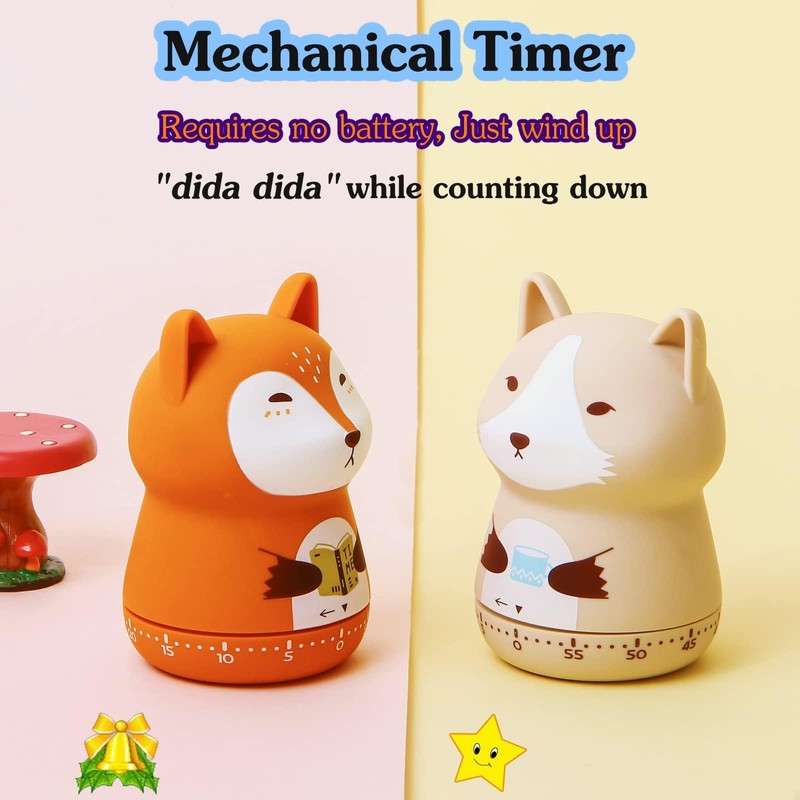 ZANZER Mechanical Kitchen Timer, Cute Animal Timer for Kids, Wind