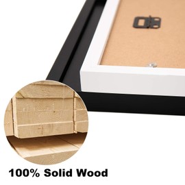 Egofine 11x14 Picture Frames Set of 4, Made of Solid Wood Covered by Plexiglass 5x7 and 8x10 with Mat or 11x14 without Mat, for Table Top Display and Wall Mounting Photo Frame Black