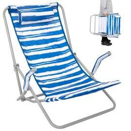 #WEJOY High Back Beach Chair for Adults, Heavy Duty Beach Chairs for Adults with Headrest, Lightweight Portable Chair for Camping Sand Lawn, Support to 300lbs, Blue