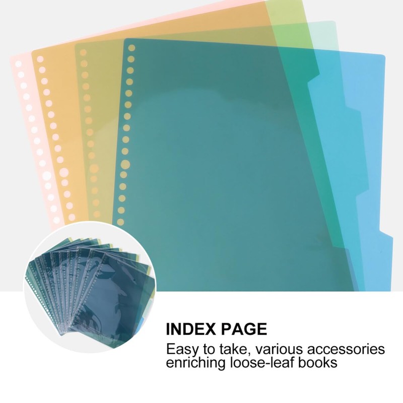 TOYANDONA File Index Divider Card Sheet a4 30 Holes Plastic