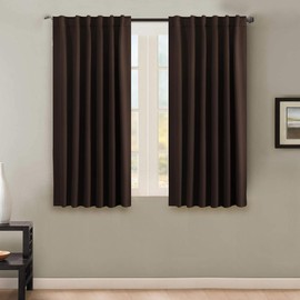 Blackout Curtains Thermal Insulated Window Treatment Panels Room Darkening Blackout Drapes for Living Room Back Tab/Rod Pocket Bedroom Draperies, 52 x 63 Inch, Chocolate Brown, 2 Panels