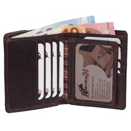 Leather Biker Wallet with Chain Biker Purse 10 cm Various Colours Black, Brown, Beige 34016, brown, Classic