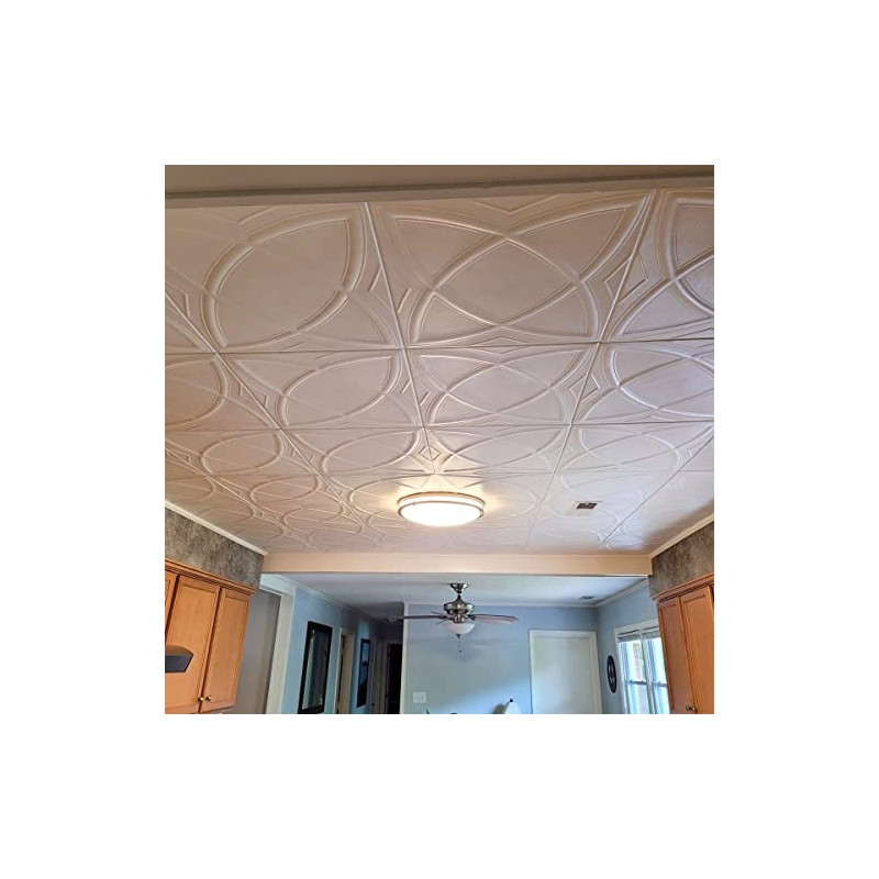 A La Maison Ceilings r13-8pw Elliptical Illusion Ceiling Tile, Plain