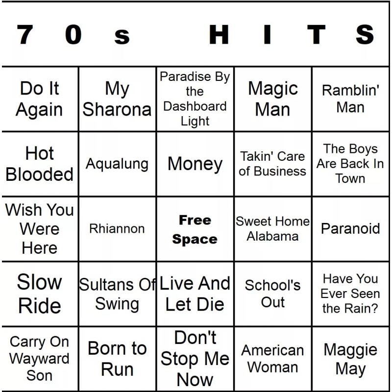 banginmeats 100 70s Music Bingo Cards Printed And Laminated With