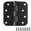12-Pack Rounded Steel Door Hinges, Oil Rubbed Bronze - 4-inch