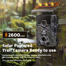 usogood 4k 48MP Trail Camera Solar Powered Trail Cam,Game Cameras with Night Vision Motion Activated Waterproof,Hunting Camera Built in Lithium Battery for Wildlife Monitoring with 32GB Memory Card