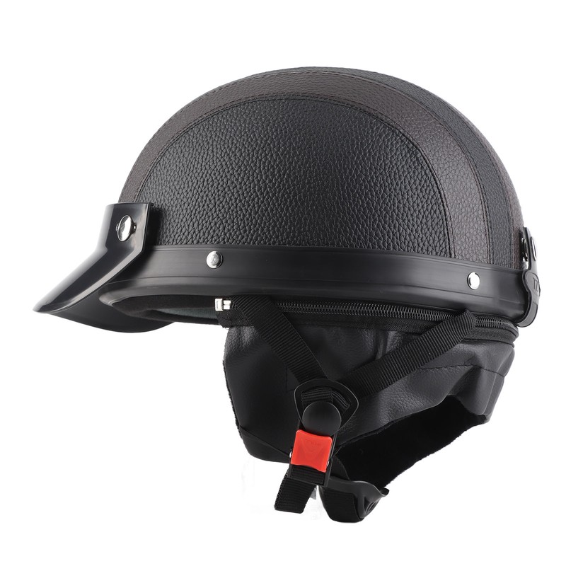 Half Helmet Breathable Sun Blocking Retro Safe PU Leather Motorcycle