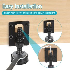 KANUNIX 2.2" L Shaped Furniture Levelers Legs, 4 Pcs Adjustable Feet Levelers for Furniture,Heavy Duty for Wardrobe, Cabinet