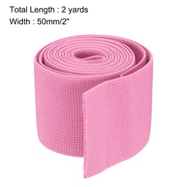 sourcing map Twill Wide Elastic Band Double-Side 50mm(2 inch) Flat 2 Yard Woven Elastic Band Knit Elastic Spool Heavy Stretch Strap Pink for Sewing, Waistband