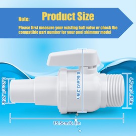 SUNXIZ 2 Pack SP0729 2 Way Econoline Ball Valve Replacement Compatible with Hayward Pool Filter 1.5" MIP x 1.5” - 1.25” ABS Plastic Non-Corrosive Maximum 50 Psi Pressure Rating White