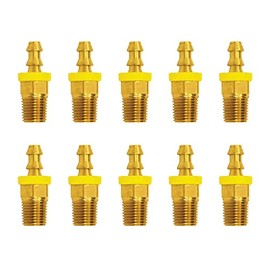 TOPRING 41.861 Brass Hose Barb Fitting for 'Lock-ON' Air Hoses, 1/4(M) NPT Male Fitting, Pack of 10, Series 41