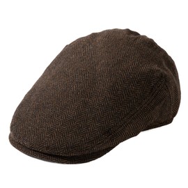 TOP-EX Mens Tweed Newsboy Flat Cap Ivy Cap Gatsby Driver Golfer Hat Paper Boy Cap for Men Winter Satin Lined Wool Caps L Brown