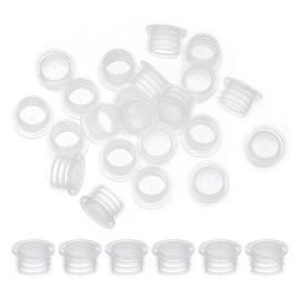PATIKIL Salt and Pepper Shaker Stoppers 14mm/0.55", 50Pcs Plastic Salt Shaker Plug Replacement with Pull Ring Reusable Clear Round End Cap for Pots Bottles Pipes