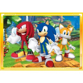 Clementoni - 21522-4 In 1 Supercolor Puzzle - Sonic - 12+16+20+24 Pieces, Jigsaw Puzzle For Kids Age 3, Puzzle Cartoon, Made In Italy