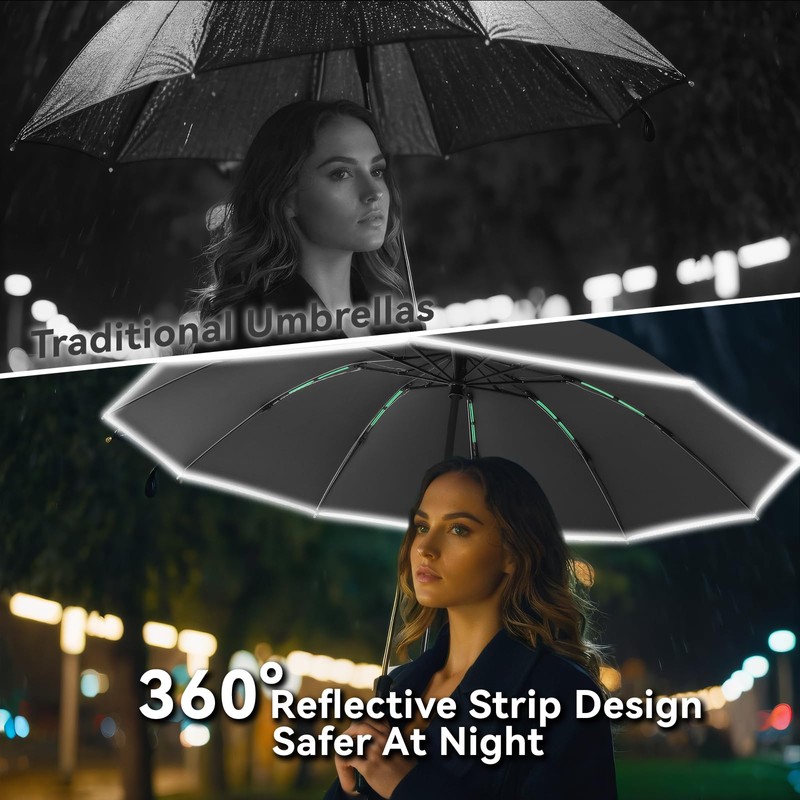 GOHHME Umbrella Storm Resistant Pocket Umbrella Inverted 10 Ribs Umbrella