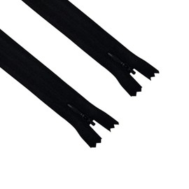 ANPURZII 2PCS #3 6 Inch Black Invisible Zippers for Sewing Skirts, Nylon Coil Bulk Zippers for Pocket, Pillow(Black 6" 2PCS)
