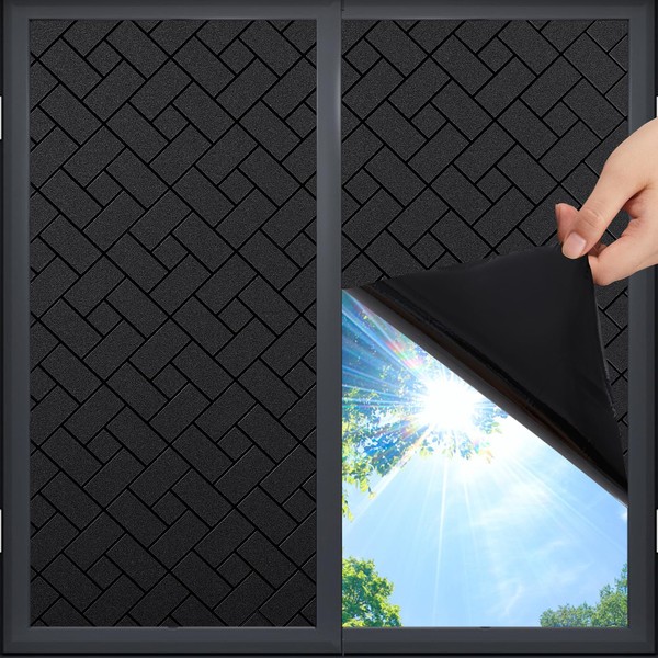 Coavas - Película opaca total para ventana, 100% luz, bloqueo solar, cubierta de ventana, oscurecimiento de privacidad, control de calor, adherencia estática, extraíble, sin pegamento, película reflectante antideslumbrante para el hogar, 17.5 x 78 pulgad