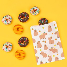 Big Dot of Happiness Capybara Paper Treat Bags, Capy Birthday Party Individual Candy Snack Favors, Greaseproof White Paper Sandwich Cookie Bags - 25 Count