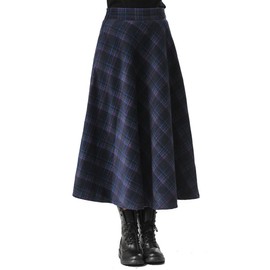 TEERFU Womens Vintage High Waisted Flared Swing Midi Full Skirts Pleated A-line Skater Skirts, Blue, UK 10 (Size tag M, Waist 29.1 inch)