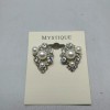 MYSTIQUE pearl bridal cluster pierced stud earring clear silver tone