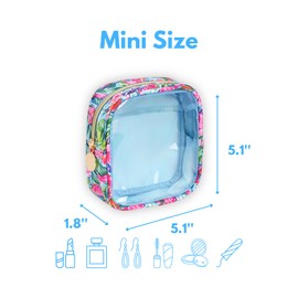 Yarnic Small Makeup Bag Clear Cosmetic Bag for Purse, Mini Makeup Travel Case, Travel Essentials for Women, 2 Pack, Tropical