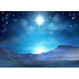 LYCGS 8x6ft Nativity Backdrop Christmas Star Night Star of Bethlehem Over Desert Birth of Jesus Background Merry Christmas Jesus Backdrop Xmas Winter Backdrop