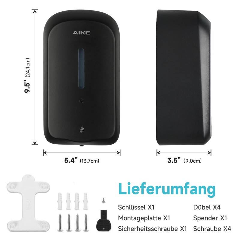 AIKE AK1226S Foam Soap Dispenser, Black