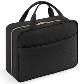 Lifewit Women's Travel Toiletry Bag, Large Travel Cosmetic Bag, Hanging Organiser for Women, Transparent Makeup Bag with Hanging Hook for Container, Large, Black