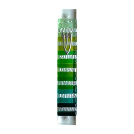 My Glass Expressions Jewish Mezuzah Premium Glass Mezuzah Case House Blessing – Exquisite Handmade Craftsmanship Mezuzah Scroll Not Included (Green, Mountain Grass)