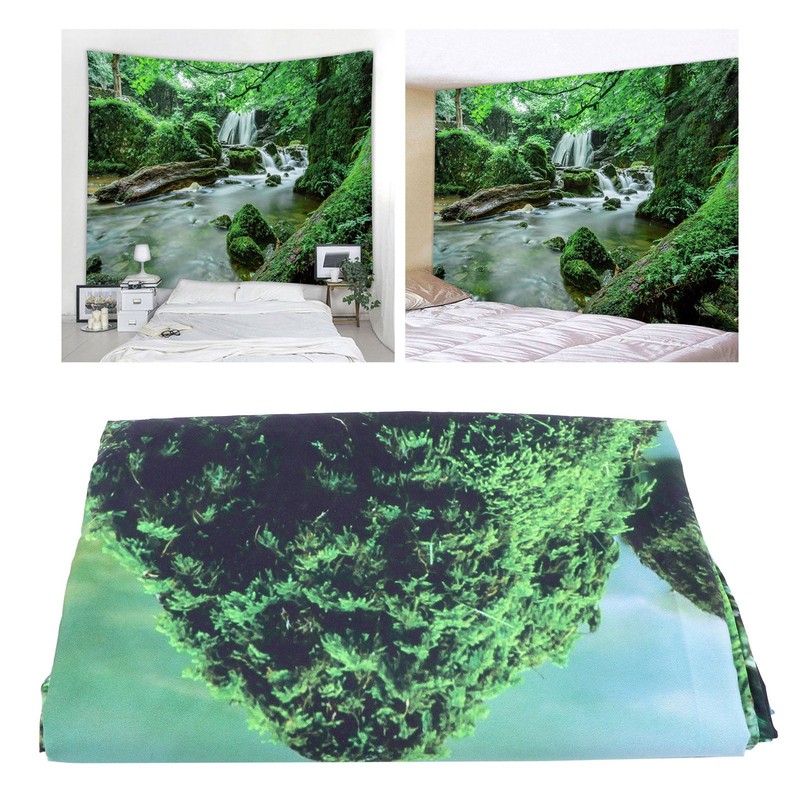 Forest Stream Scenery Tapestry Background Wall Hanging Decorative Blanket for