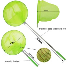 2 Pack Kids Telescopic Butterfly Fishing Nets for Kids Catching Butterfly Net Outdoor Tools for Catching Fish Ladybird, Extendable 34 Inches and Anti Slip Grip