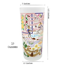 Catstudio Drinking Glasses, Texas Frosted Glass Cup for Kitchen, Bar, Everyday Drinking Cup or Cocktail Glass, 15oz Dishwasher Safe Glass Tumbler for Texas Lovers, Set of 2