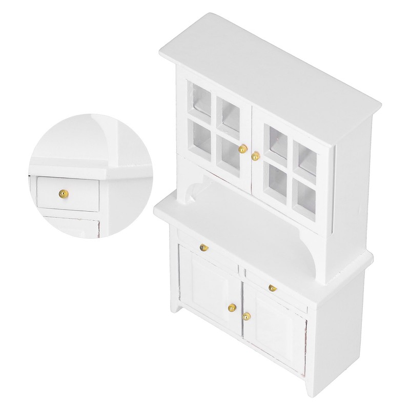 1:12 Dollhouse Cabinet Wooden Simulated Miniature Kitchen Furniture Decoration AccessoriesWhite